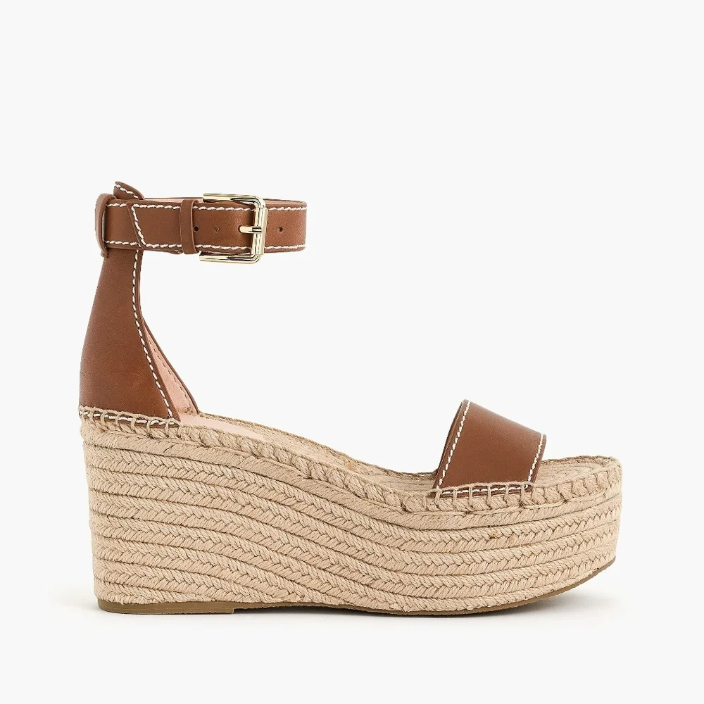 J. Crew Platform Espadrille Sandals in‎ Leather